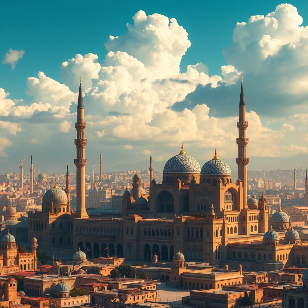 Majestic Madinat Rasoul Allah Cityscape in Digital Art Style