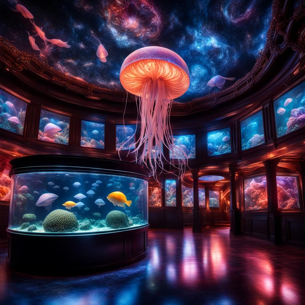 Aquatic Constellation Disco: Hyperrealistic 64 Megapixel Ima...