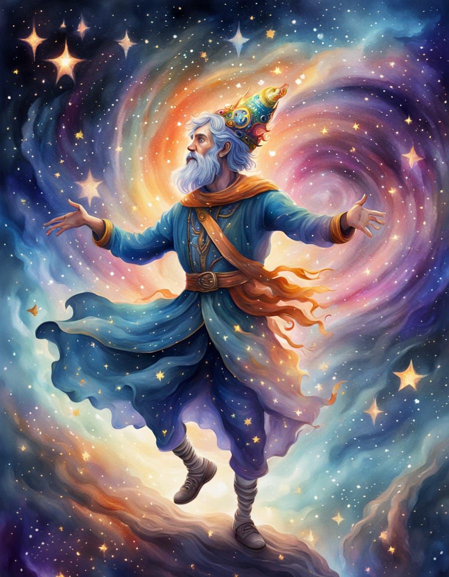 The Fool Tarot Card in Watercolor Style