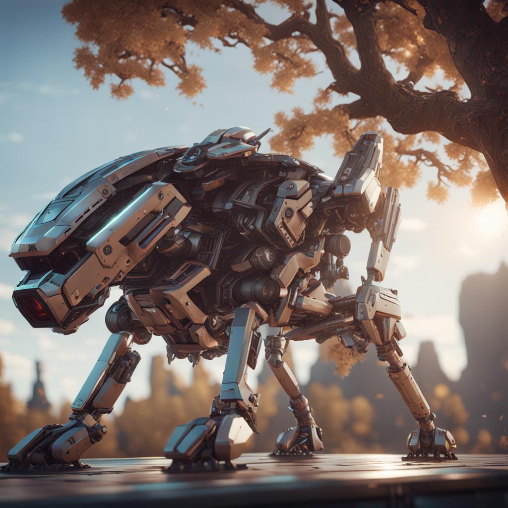 Futuristic Tree Dog Game Night in Sci-Fi Style