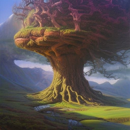 Yggdrasil: Tree of Life in Oil Painting Style