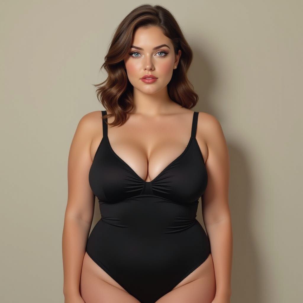 Woman in Swimsuit: A Realistic Pear-Shaped Portrait