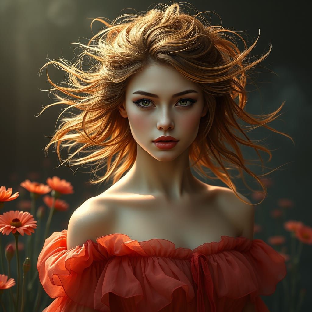Ethereal Fantasy Portrait of a Beautiful Woman in a Dreamy L...