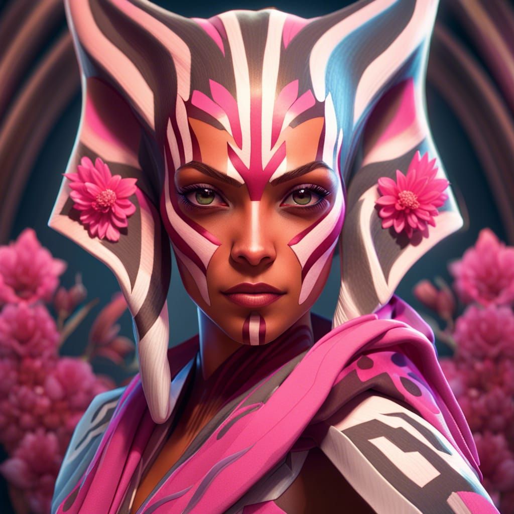Ahsoka Tano Portrait with Pink Floral Costume