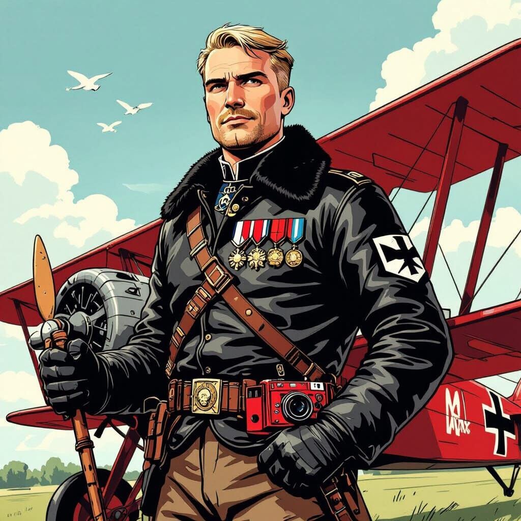 The Bloody Red Baron in Dynamic Comic Style