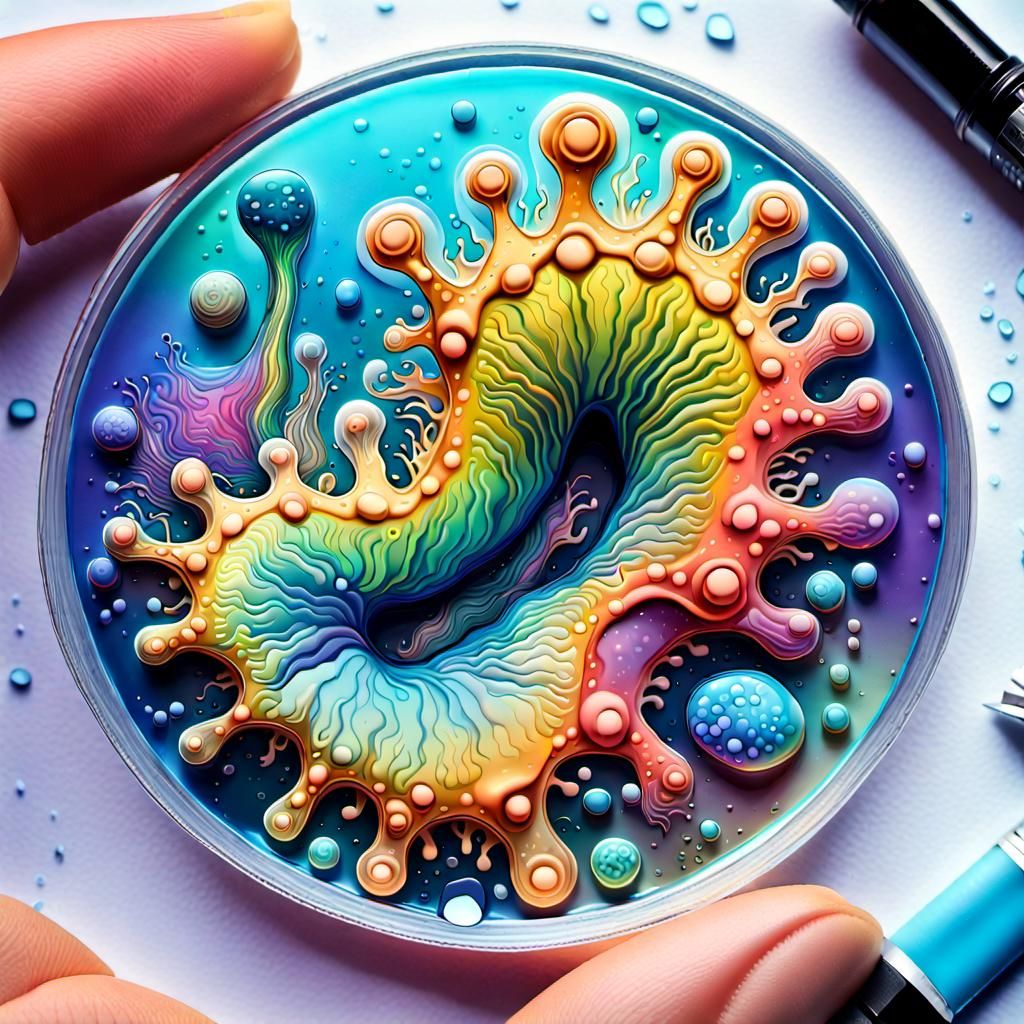 Rainbow Amoeba: Hyperdetailed Gouache Illustration