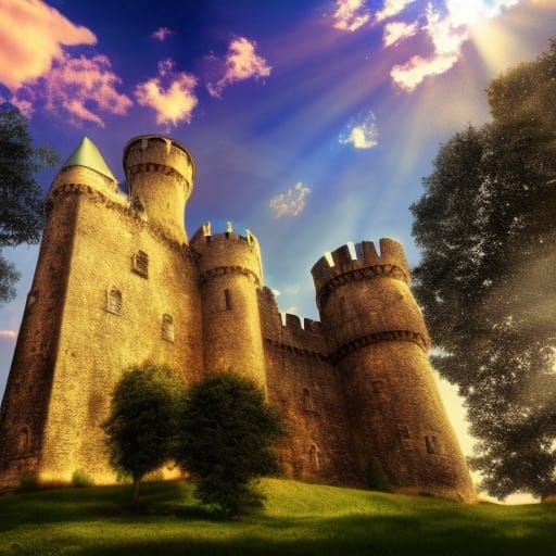 Medieval Castle with Divine Sunshine Beams