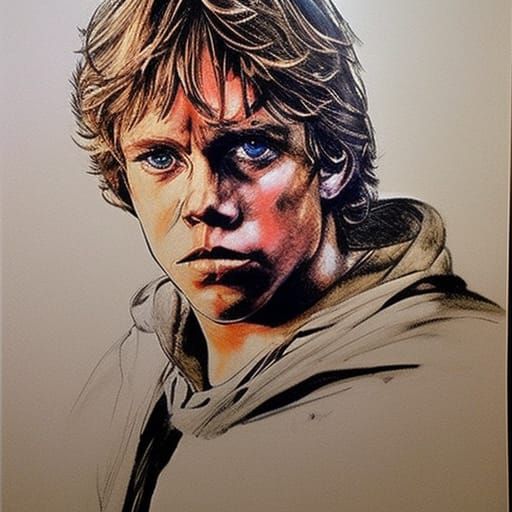 Luke Skywalker Portrait in David Walker Style
