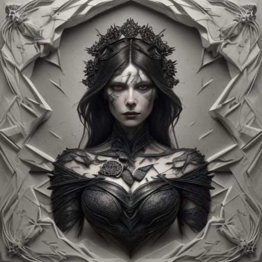 Shattered Porcelain Heart in Dark Charcoal