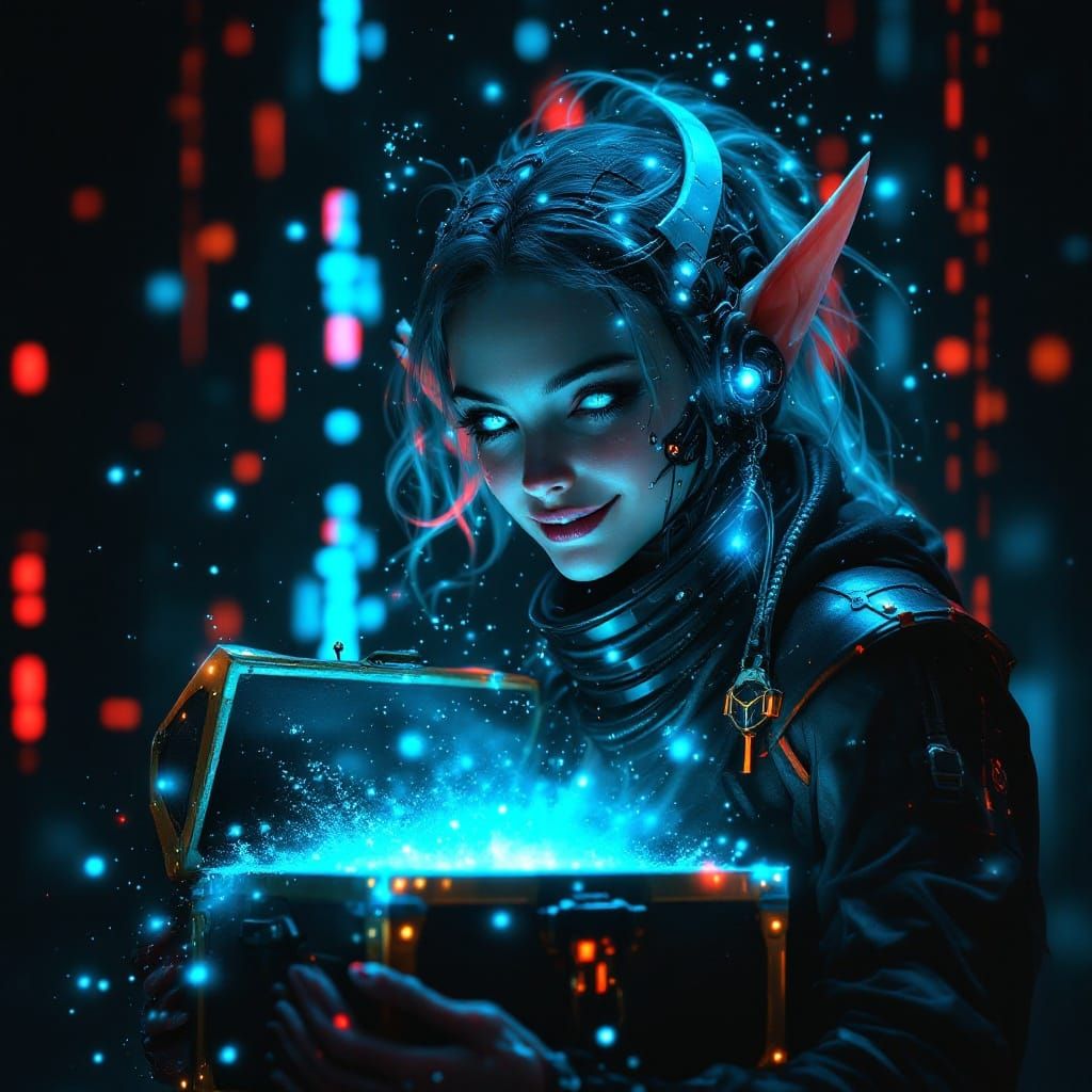Cyberpunk Elf in Glitch Art