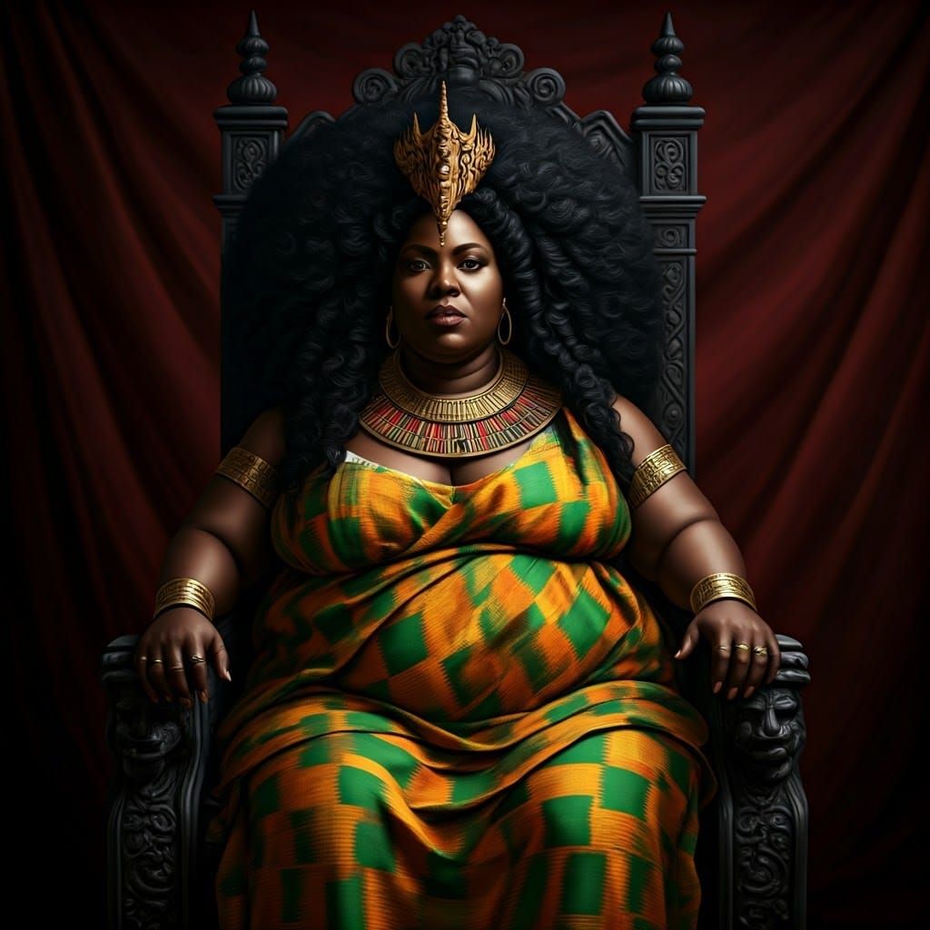 Regal African Queen in Renaissance-Inspired Splendor