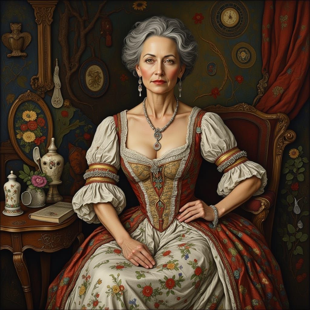 Elegant 18th Century French Courtesan in Lavish Boudoir