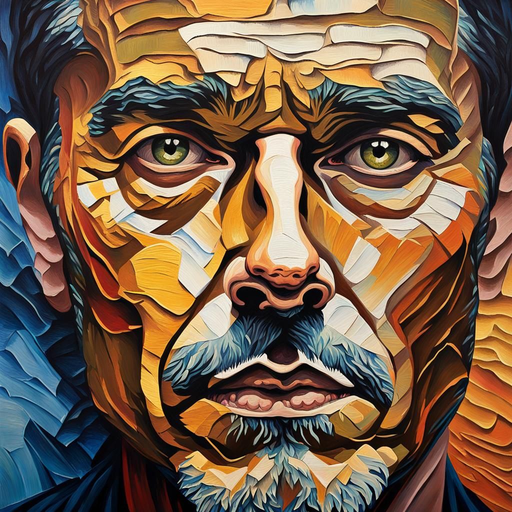 Surreal Face Illusions in Gouache Masterpiece