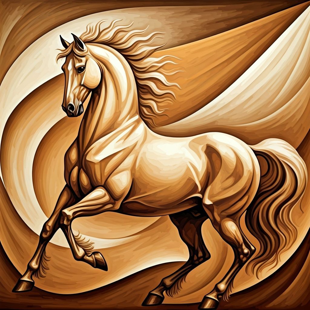 Geometric Horse in Motion: Cubist Art Style