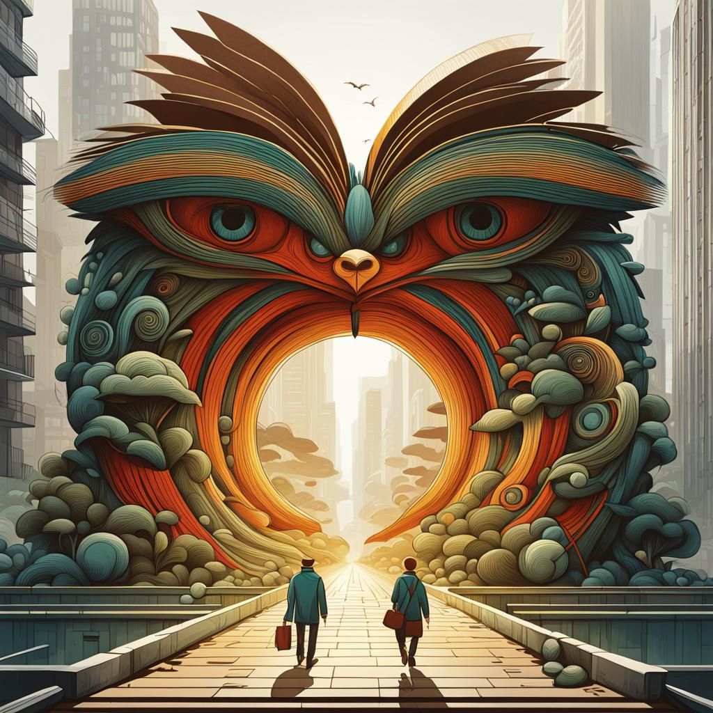 Owl Illustration in Peyo Style with Bold Lines