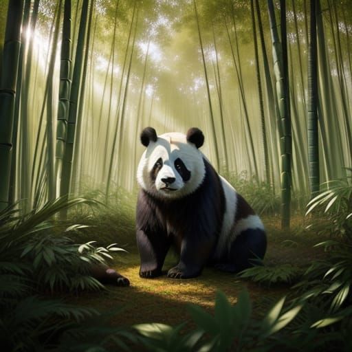 Panda in bamboo