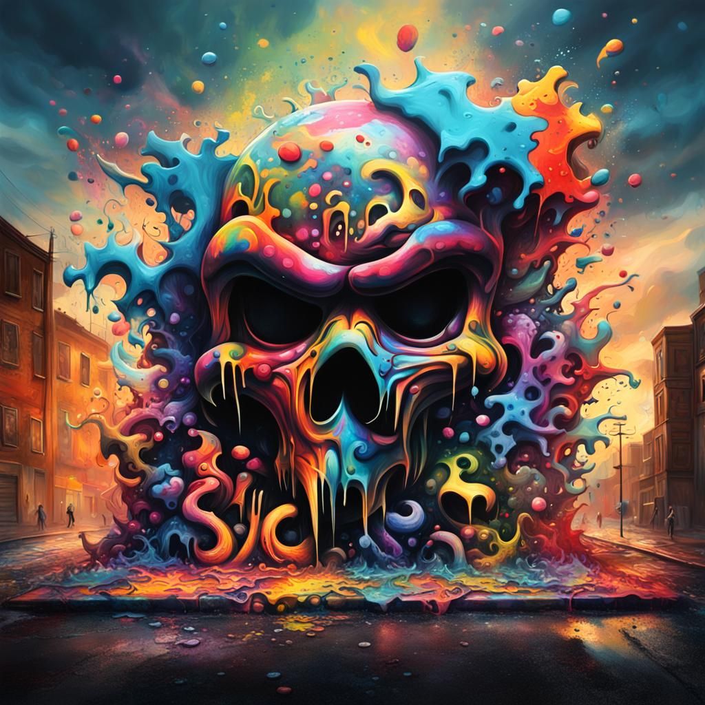 Graffiti Street Art in a Splash Art Style