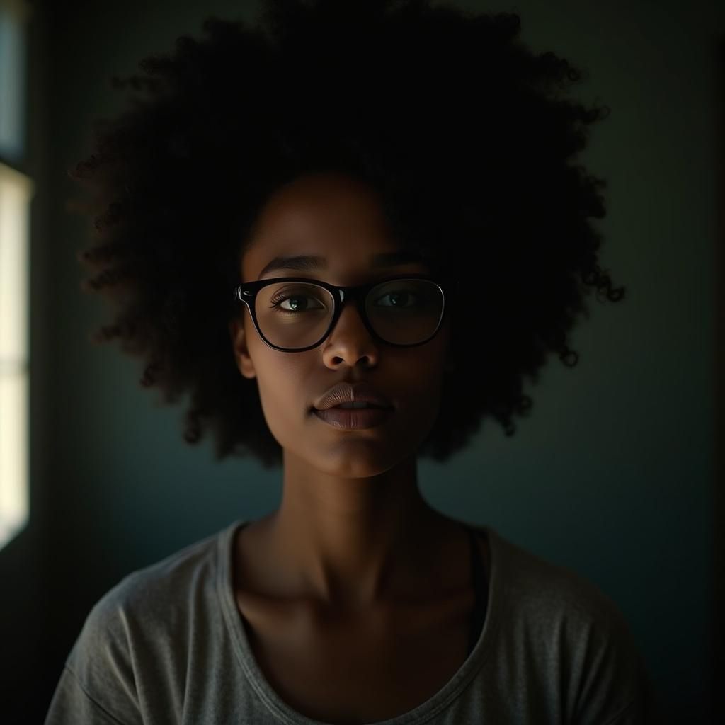 Striking Portrait of Woman with Glasses in Film Style