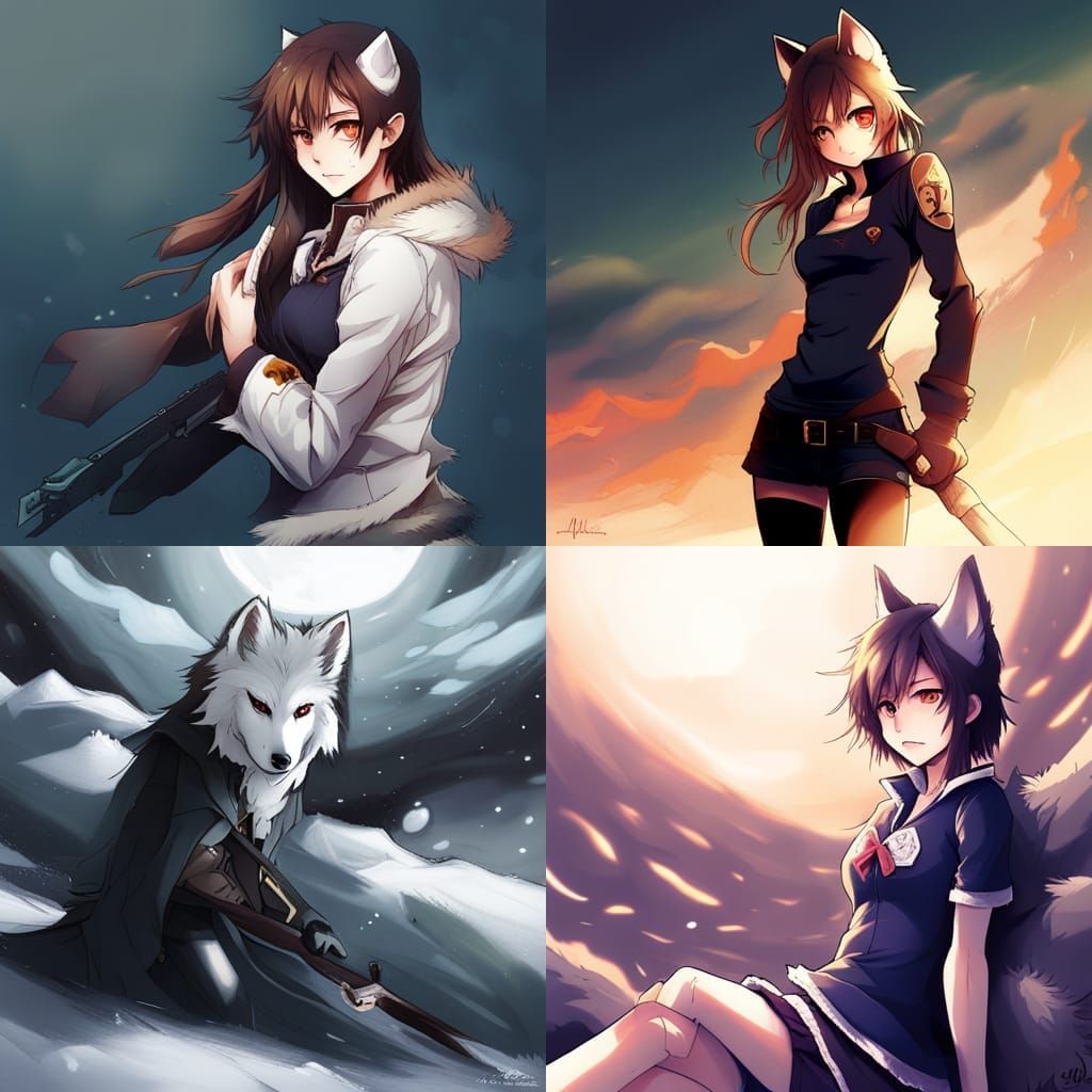 Anime Style Wolf Illustration