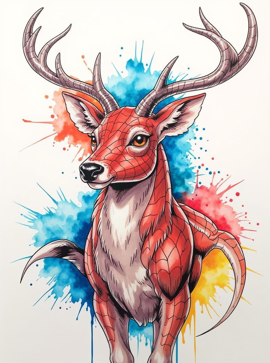 Mystical Deer Expressed in Colorful Art