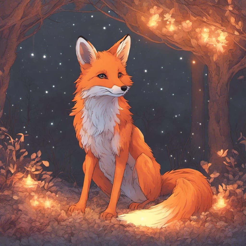 Glowing Fox in Ethereal Digital Art Style