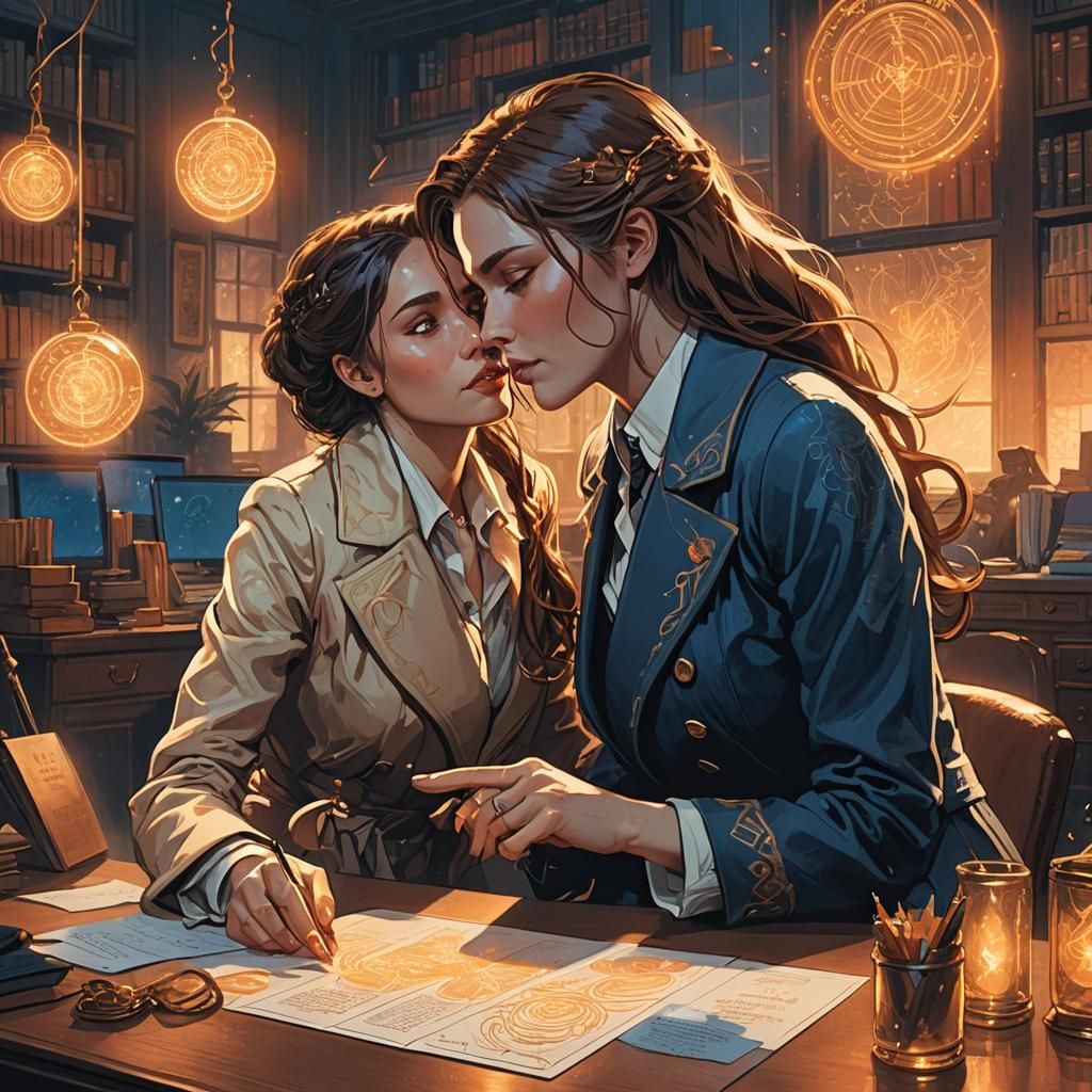 Fantasy Office Kiss: A Magical Concept Art