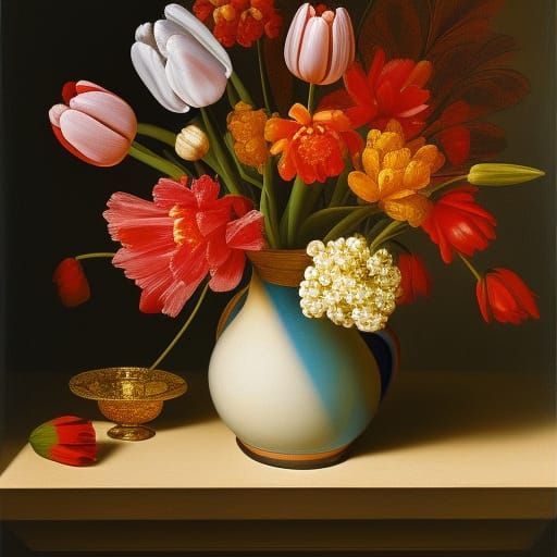 Renaissance Still Life: Tulips in Vase