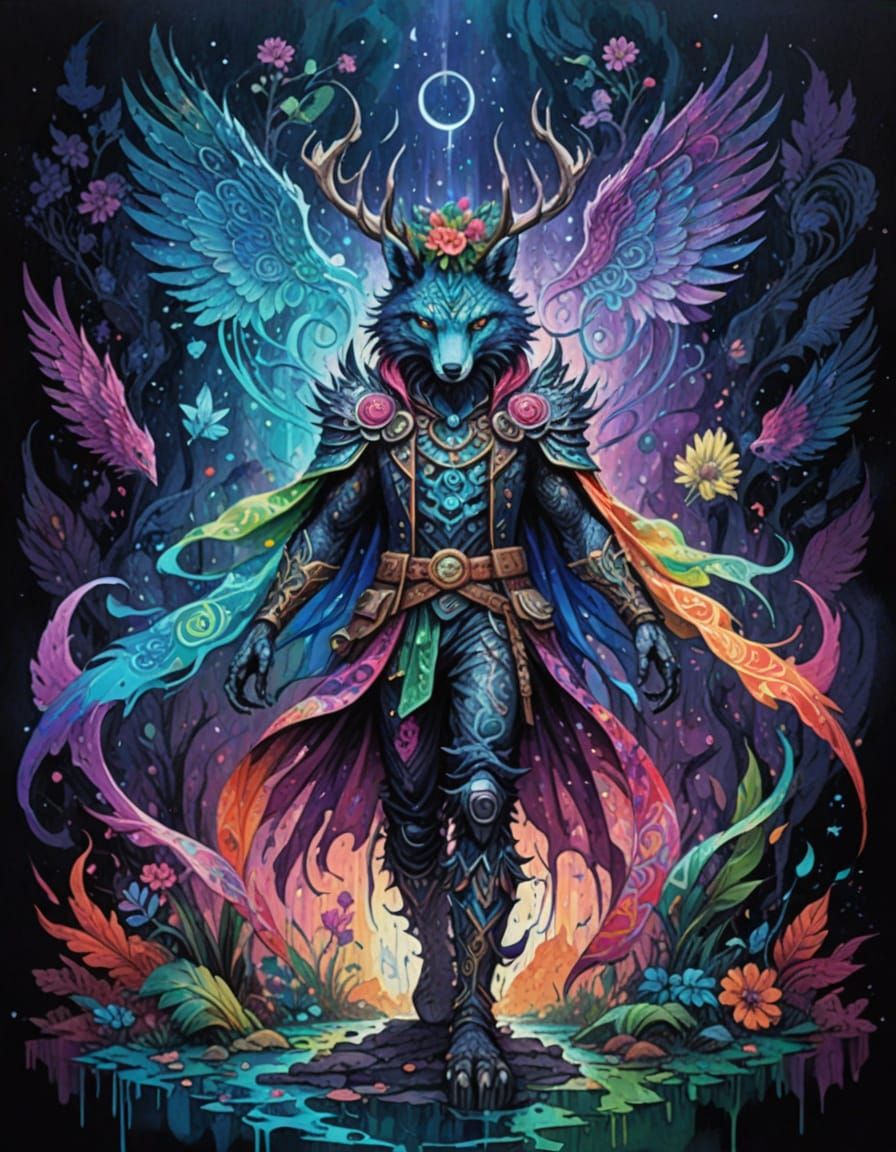 Supernatural Creature in Vibrant Comic Book Art Style