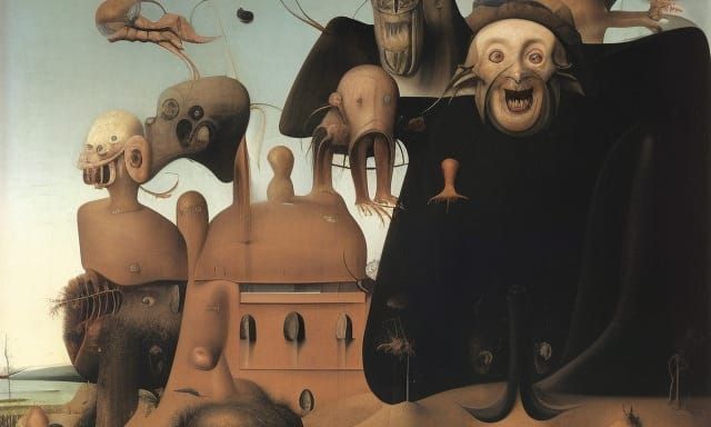 Surreal Monster Landscape in Oil Painting Style