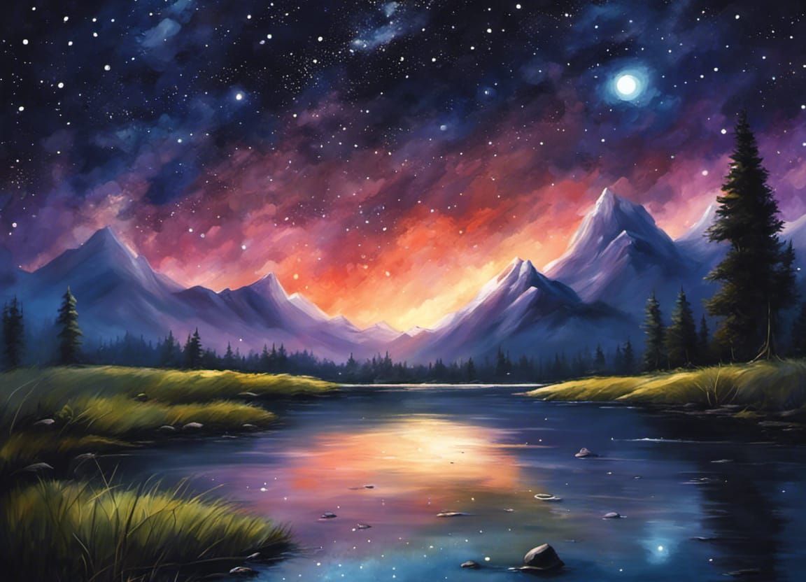 Night Landscape Painting Guide in Turner Style