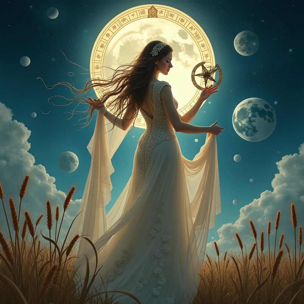 Virgo Zodiac Woman in Art Nouveau Style