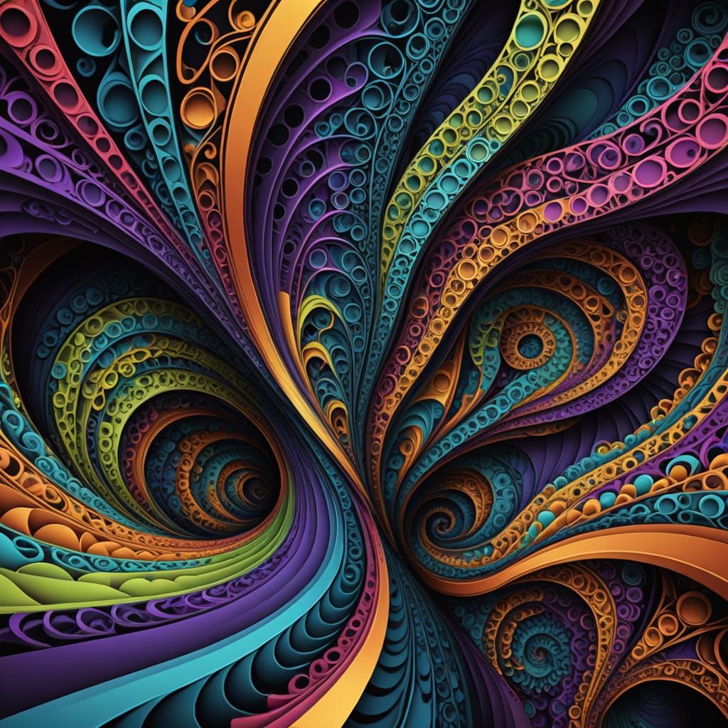 Iridescent Flightroom Axis with Abstract Vector Fractals