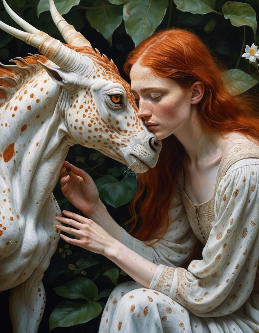 Freckled Gentle Soul with Luminous Eyes in a Whimsical Garde...