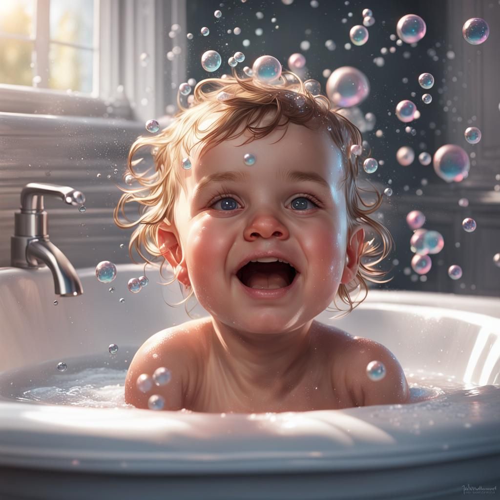Baby's Bath Time: A Sparkling Portrait