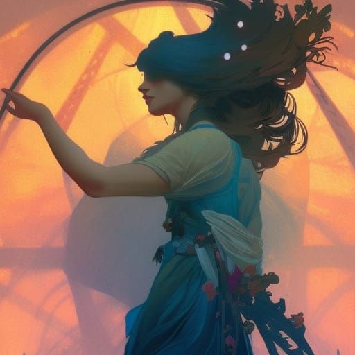 Farewell Scene in Art Nouveau Style