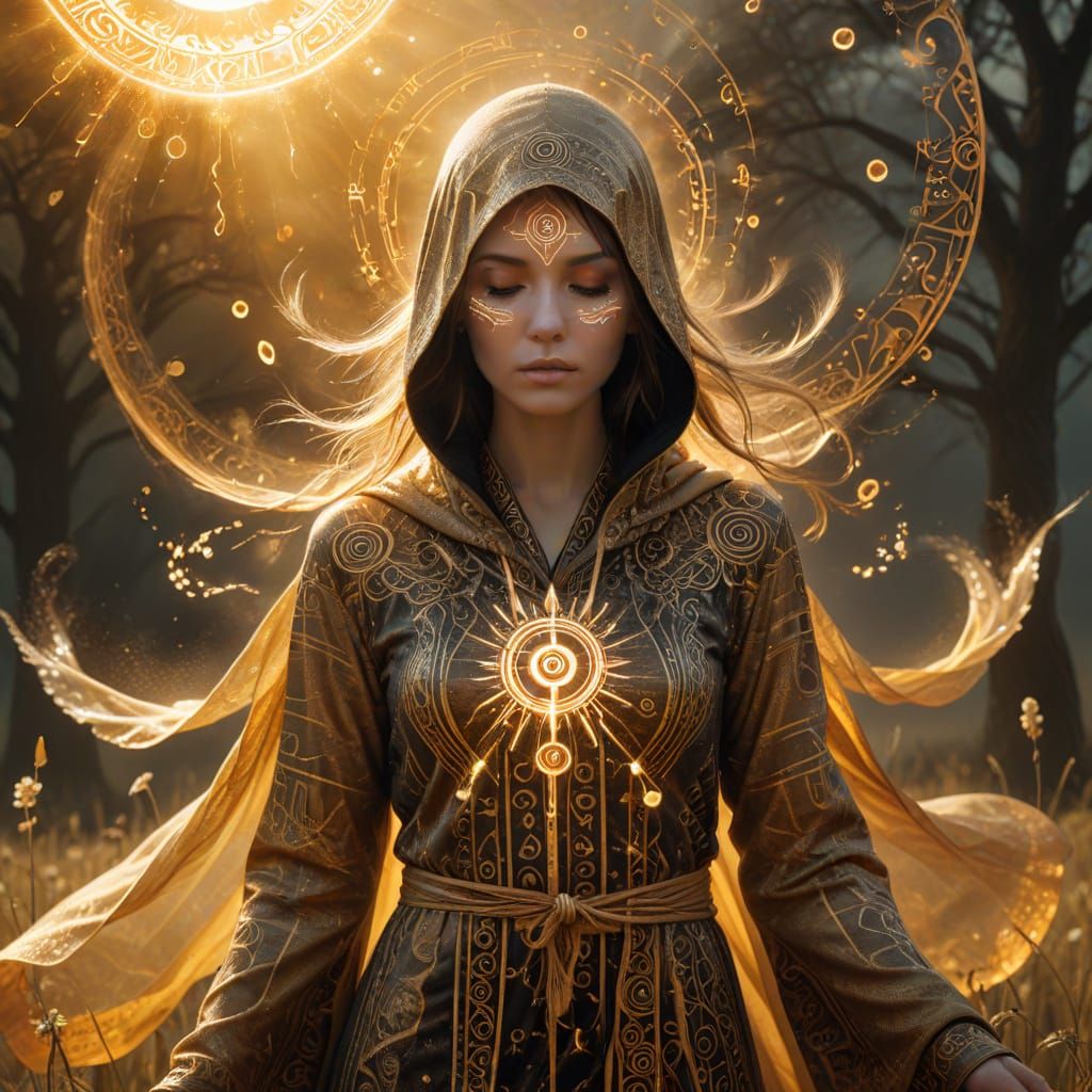 Mystic Oracle in Surreal Field of Text