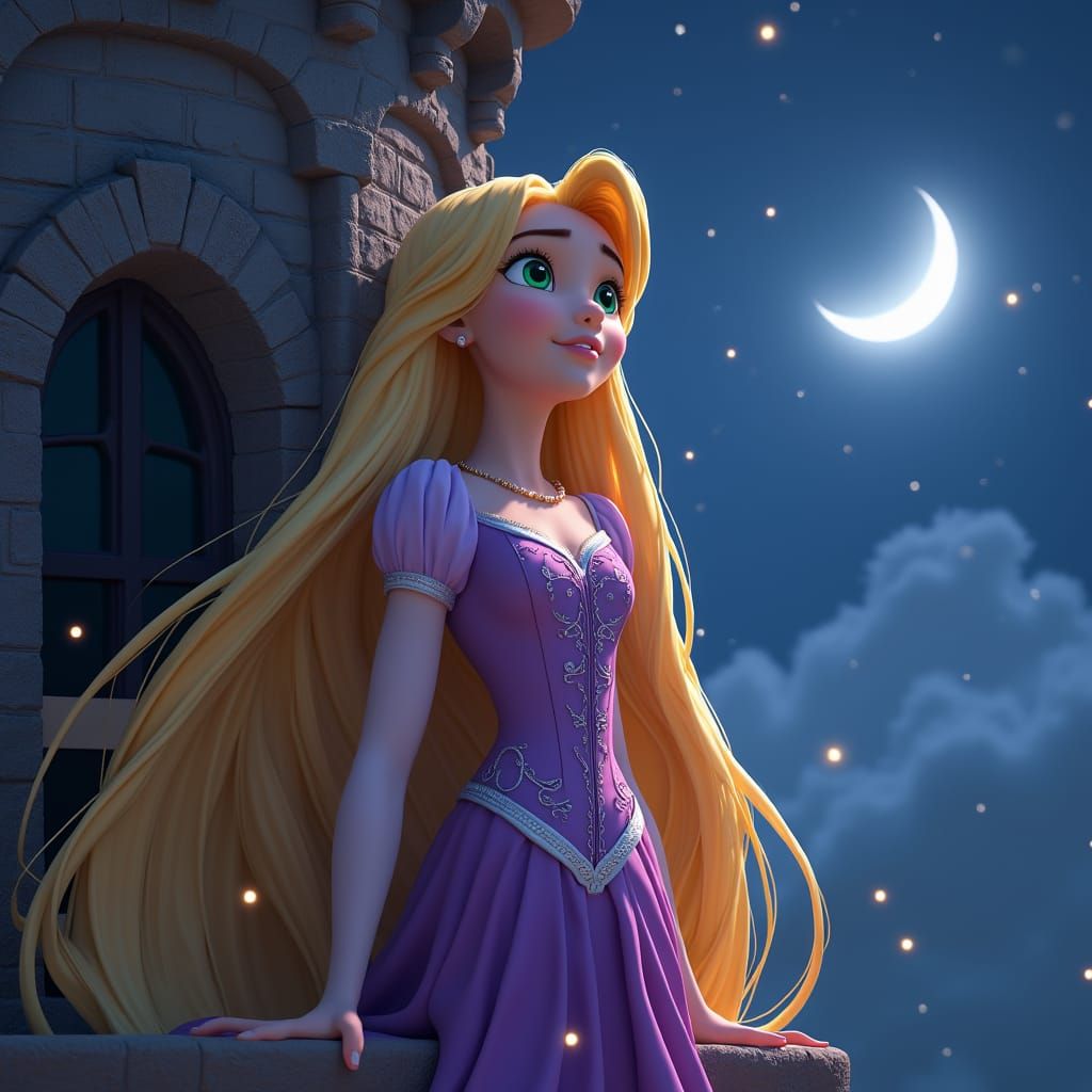 Disney Princess Rapunzel in Whimsical Anime Style