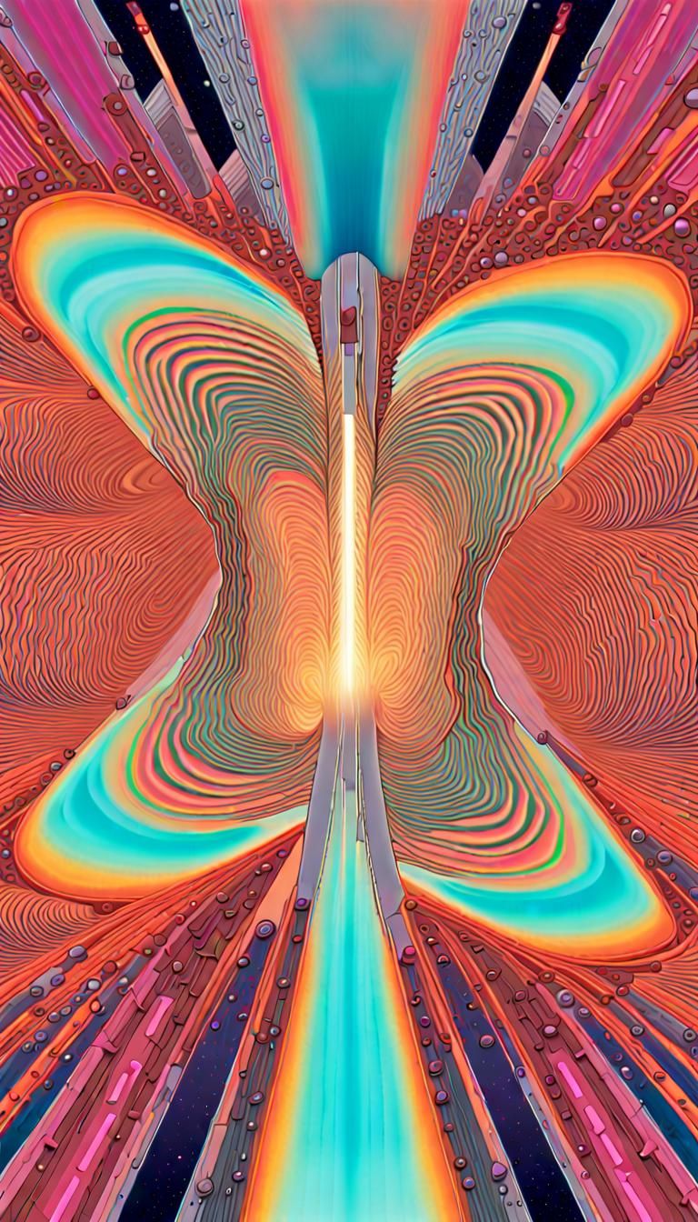 Cosmic Universe Cross Section in Psychedelic Digital Art
