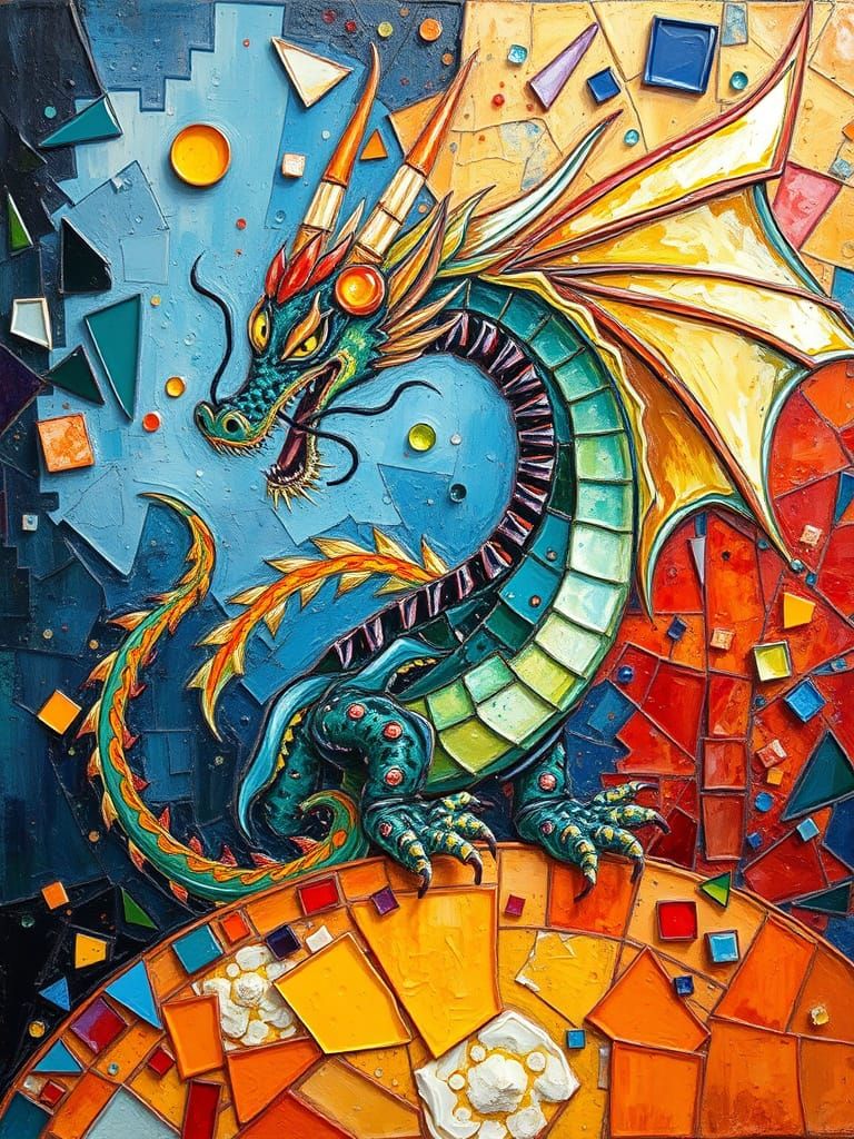 Neo Expressionist Glass Dragon Masterpiece