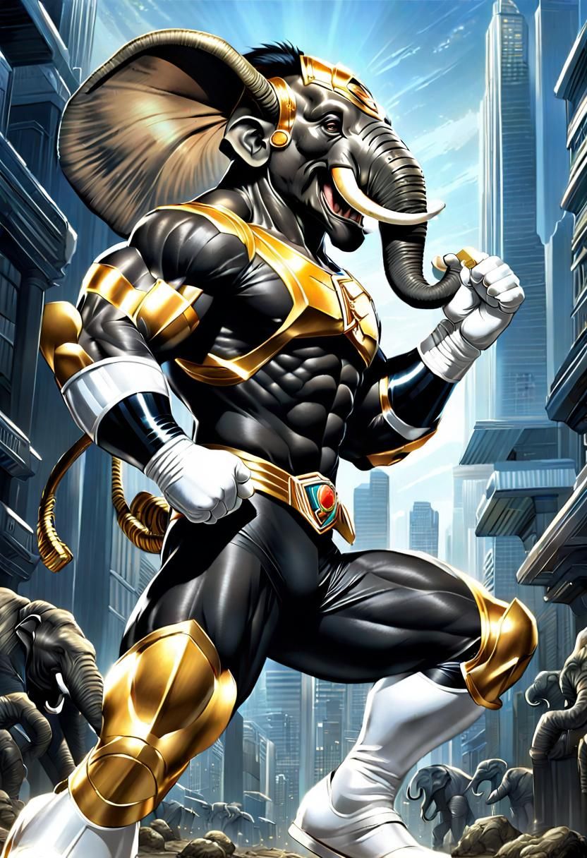Anthro Mammoth Super Sentai Comic Book Art