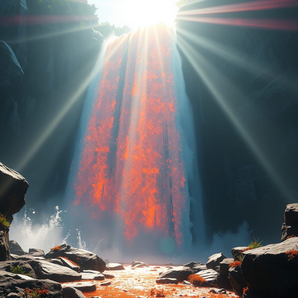 Glittering Waterfall in Vibrant Triadic Colors