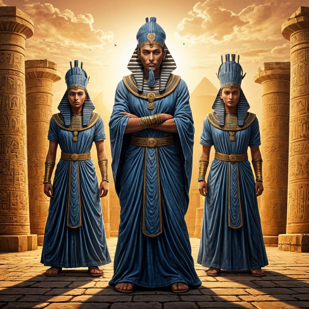 Ancient Egyptians in Denim, Cel-Shaded Anime Style