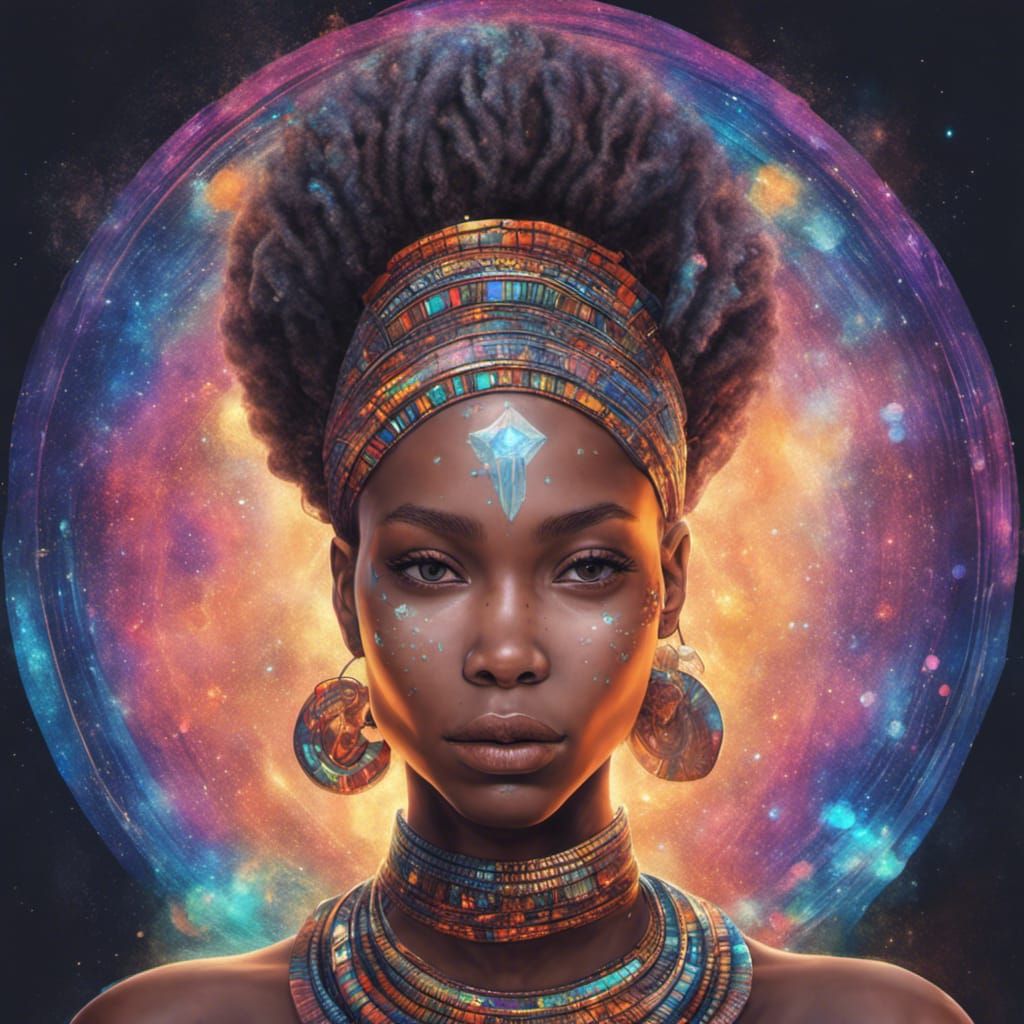 Zulu Girl: Holographic Astral Illustration in 8K