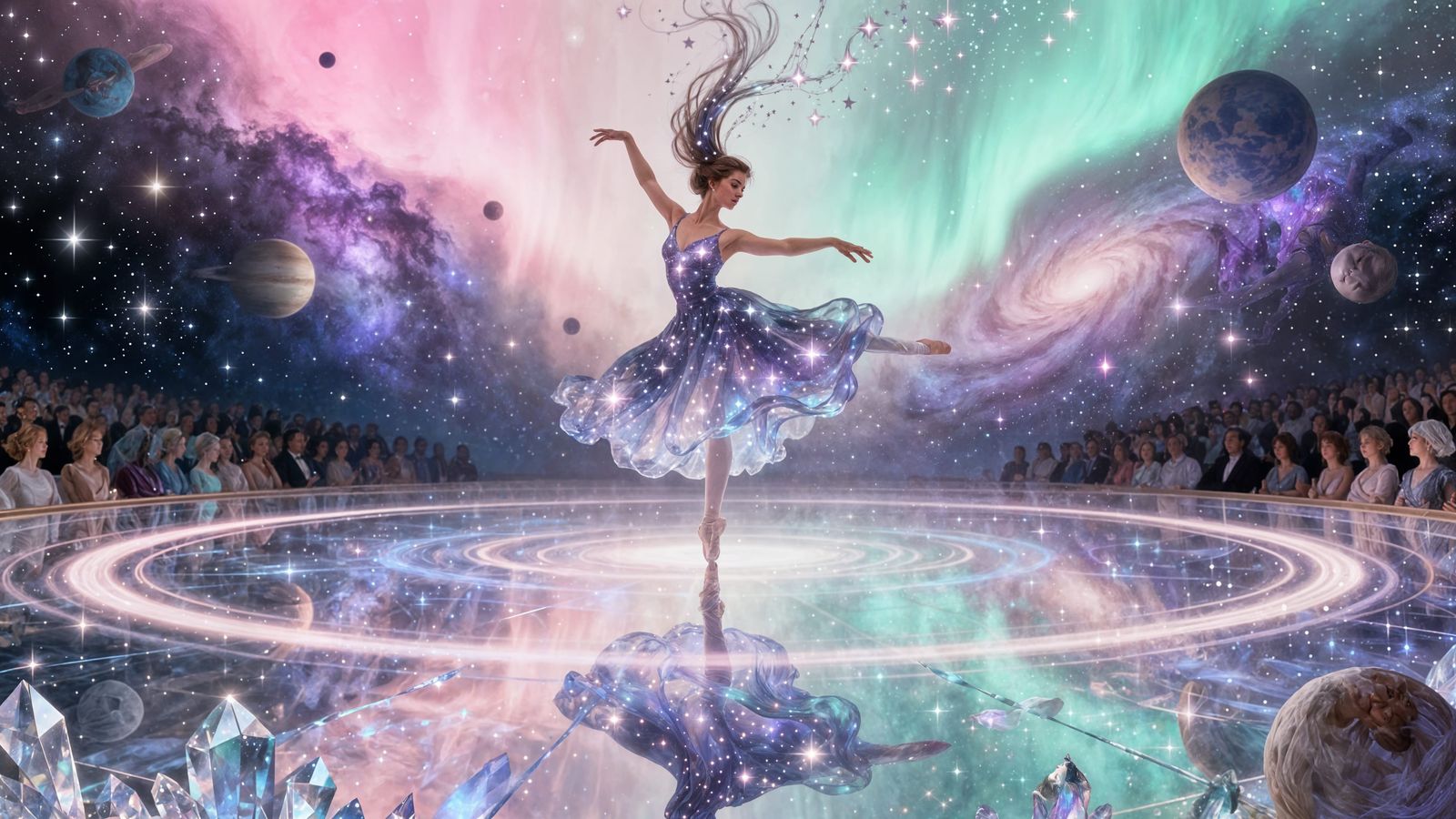 Ethereal Dancer in Cosmic Ballroom