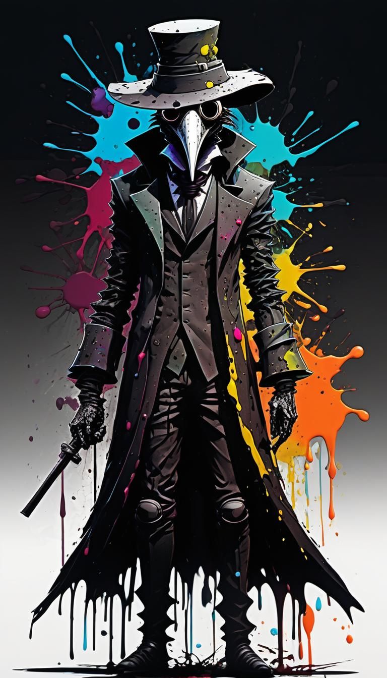 Ink Splatter Hipster Plague Doctor in 3D