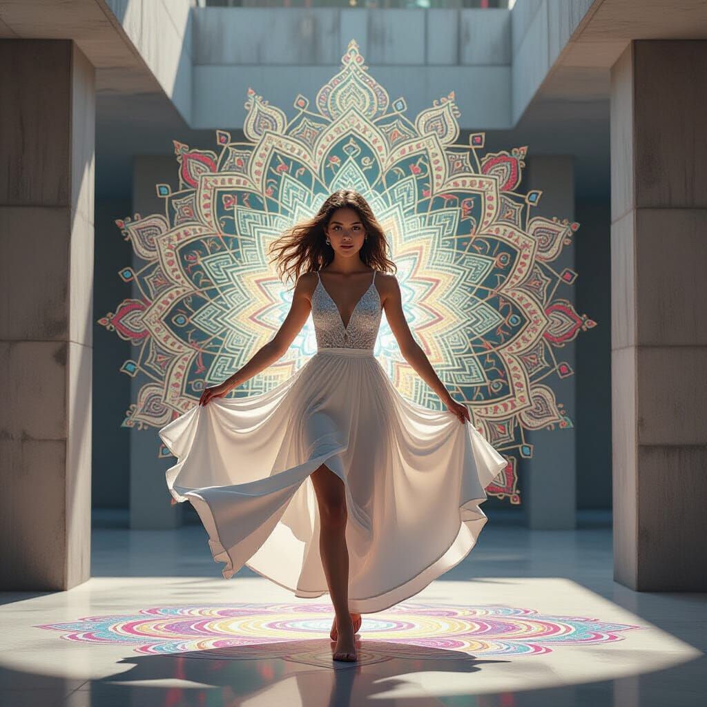 Girl in Zentangle Fractal Dreamscape: A Digital Artwork