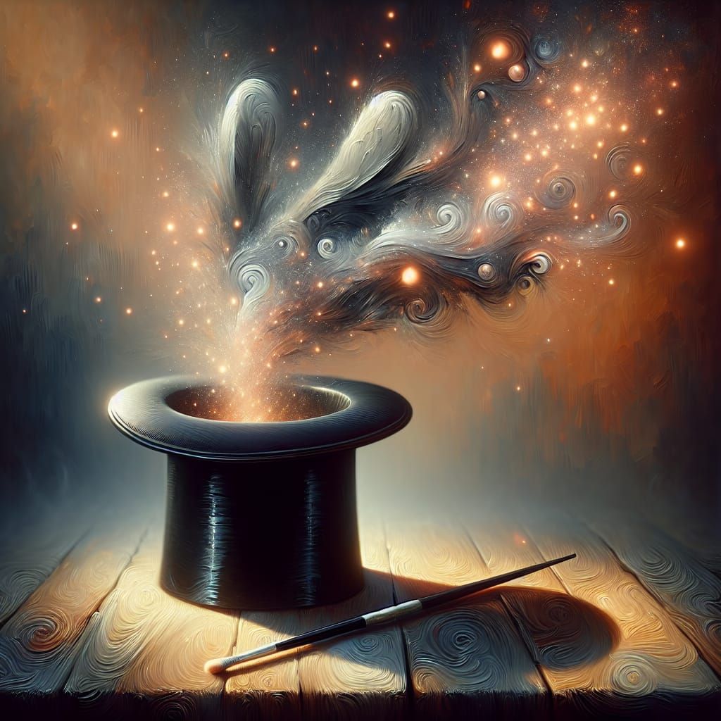 Magic Hat Illusion in Abstract Expressionism Style