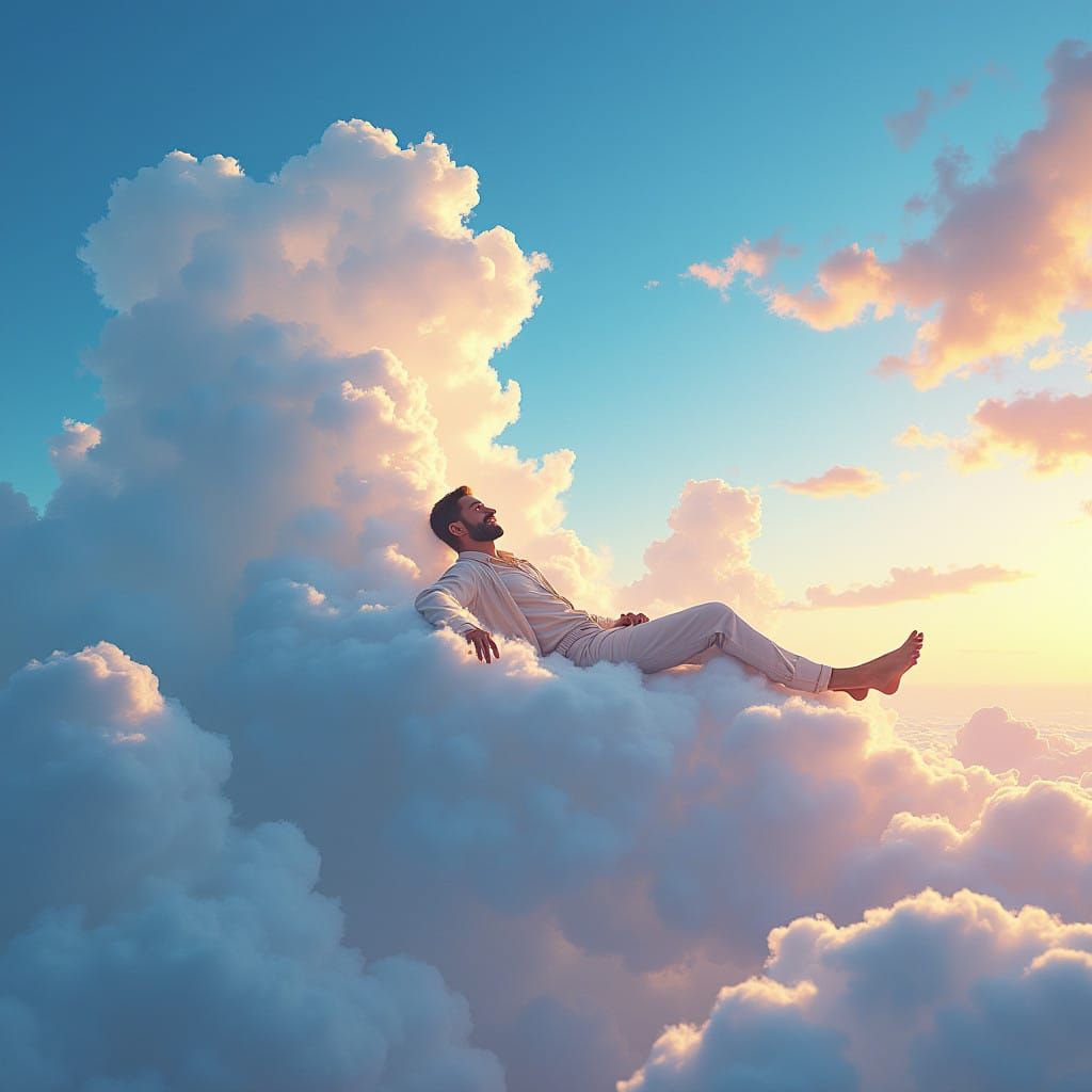 Serene Gentleman Basks in Ethereal Sunset