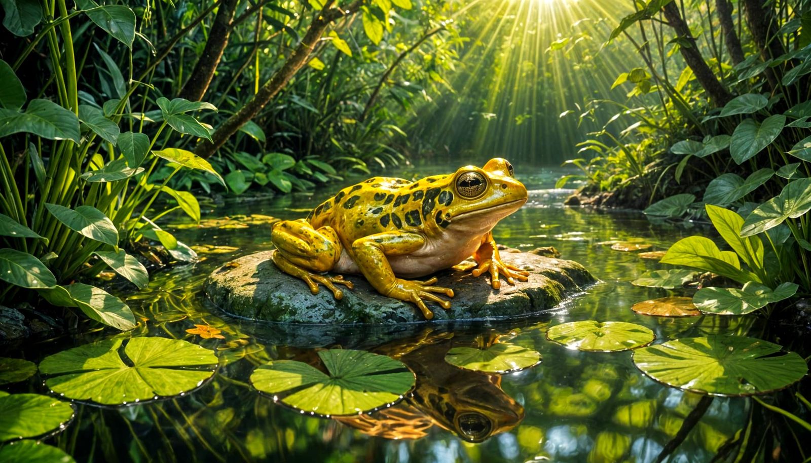 Golden Frog Leaps: Oil Glazing Illustration