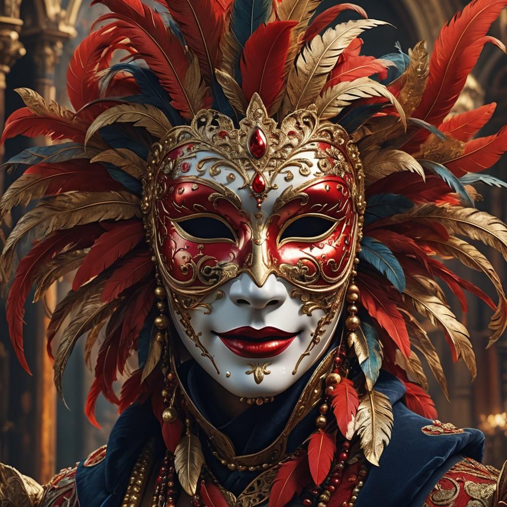 Gorgeous Venetian Carnival Mask with Gold Details